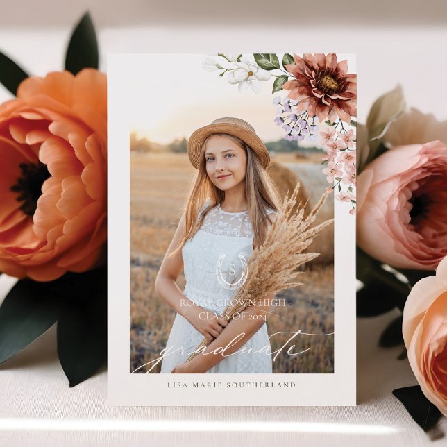Invitation Cowgirl Pays Western Photo Graduation Party (Boho Cowgirl Country Western Photo Graduation Part Invitation)