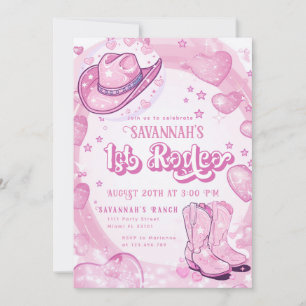 Invitation Cowgirl Pink 1er Rodéo Premier anniversaire