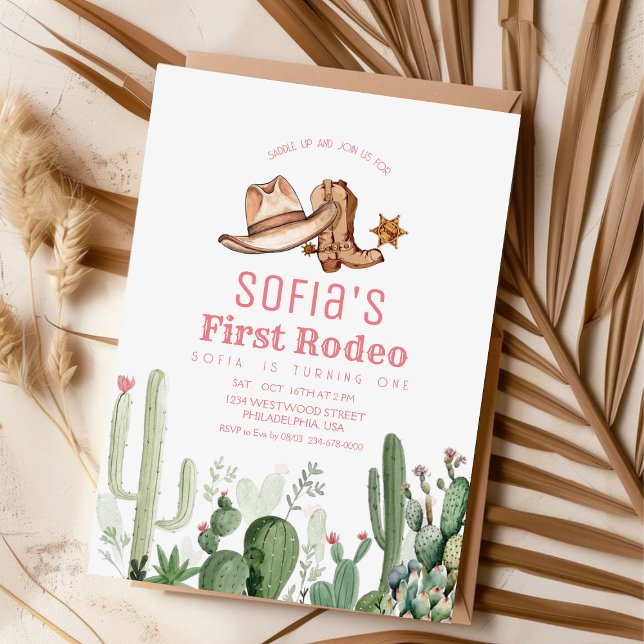 Invitation Cowgirl Premier Rodéo fête d'anniversaire (Créateur téléchargé)
