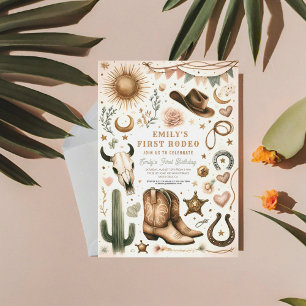 Invitation Cowgirl Premier Rodéo Premier anniversaire 1er