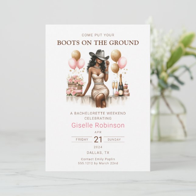 Invitation Cowgirl Rodeo Western Party Douche (Debout devant)