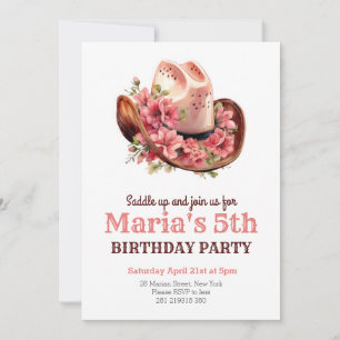 Invitation Cowgirl rose Casquette Rodeo Occidental Anniversai