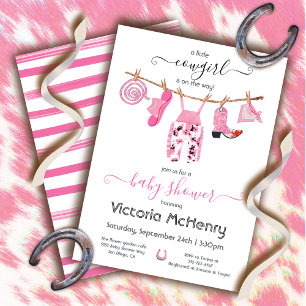 Invitation Cowgirl Western Baby Girl Clothesline Baby shower