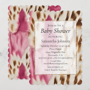 Invitation Cowgirl Western Pink Gold Cream Cowhide