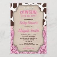 Cowgirl western rose et brun fille baby shower
