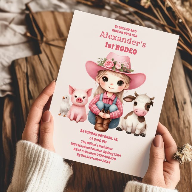Invitation Cowgirl Wild West 1er Rodeo Ranch fête d'anniversa (Créateur téléchargé)