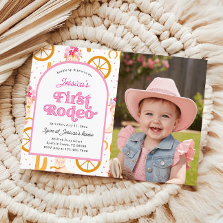 Invitation Cowgirl Wild West First Rodeo Photo 1st Birthday