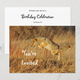 Invitation Coyote Brown Automne Photo Herbe Anniversaire