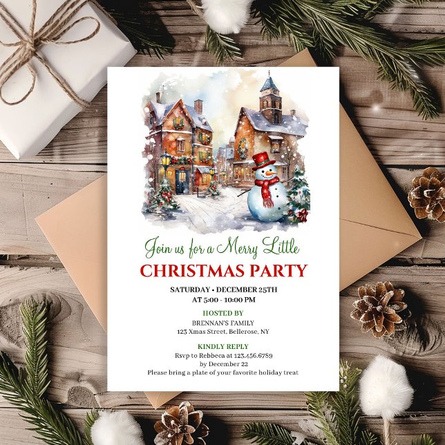 Invitation Cozy winter scene holiday celebration invite (Cozy winter scene holiday celebration invite)