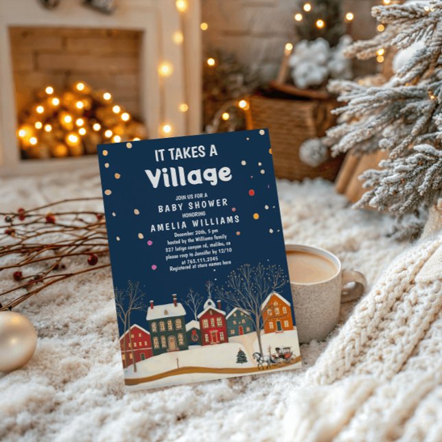 Invitation Cozy Winter Village Baby Shower (Créateur téléchargé)