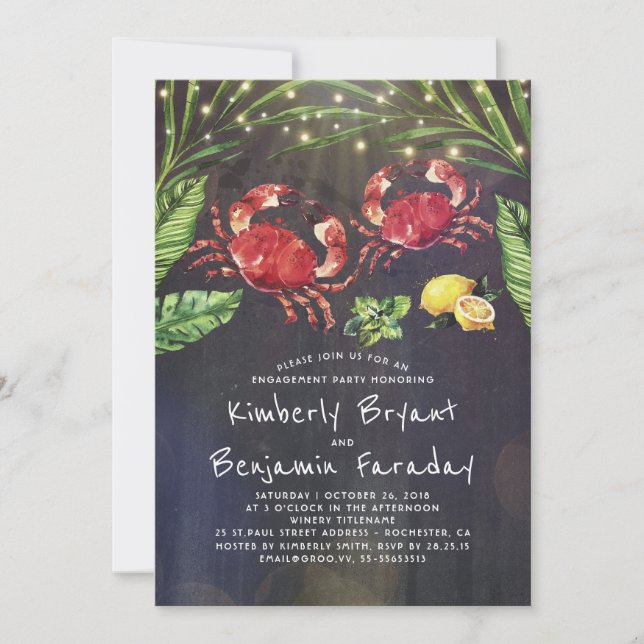 Invitation Crab Beach Palm String Lights (Devant)