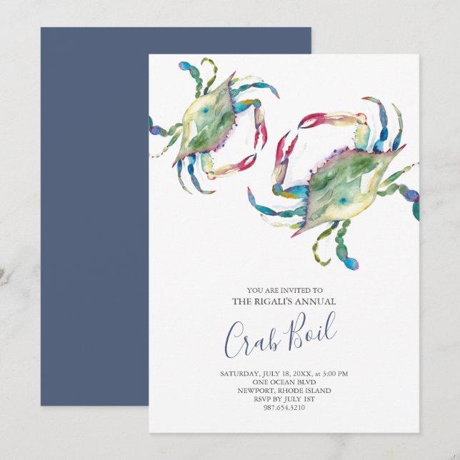 Invitation Crab Boil Summer Party (Devant / Derrière)