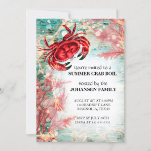 Invitation Crab Boire Fête d'été de fruits de mer