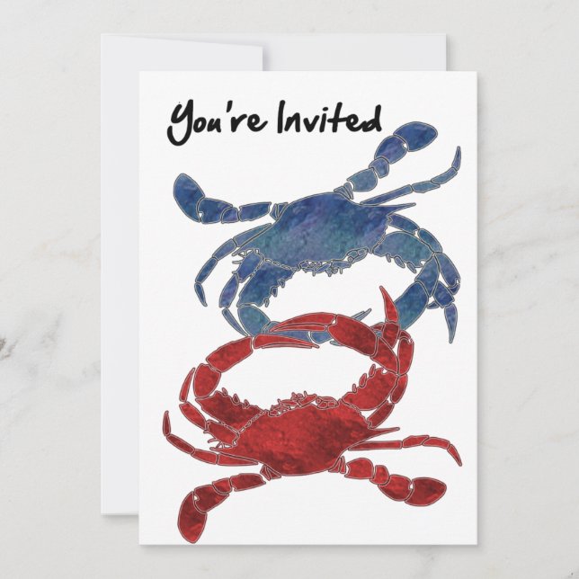 Invitation Crabe bleu Crabe rouge Vous êtes invité (Devant)