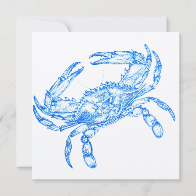 Invitation crabe bleu vintage (Devant)