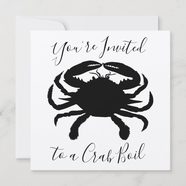 Invitation Crabe noir Silhouette Fruits de mer bouillonner An (Devant)