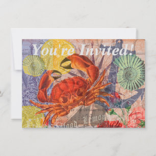 Invitation Crabe Plage Nautique Art de la mer