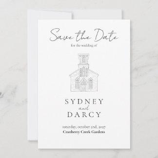 Invitation Cranberry Creek Gardens Save the Date Dessiné à la