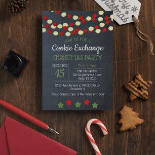 Invitation Cranberry et Popcorn Rustic Chalkboard Noël