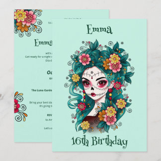Invitation Crâne à sucre Dia de los Muertos Sweet 16 Annivers
