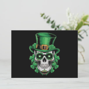 Invitation Crâne à sucre St Patrick Day Shamrock chanceux