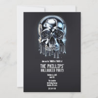 Crâne argent chrome liquide pour fête d'Halloween