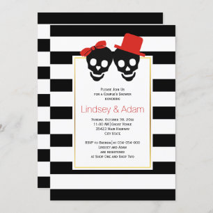 Invitation Crâne couple rouge Halloween mariages couples douc