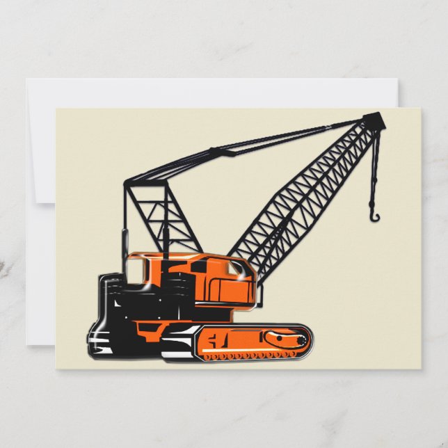 Invitation Crane de construction orange (Devant)