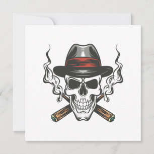 Invitation Crâne de gangster avec chapeau fedora