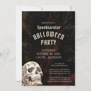 Invitation Crâne de la partie d'Halloween Spooktacular