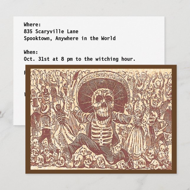 Invitation Crâne de Oaxaca, La Calavera Oaxaqueña (Devant / Derrière)