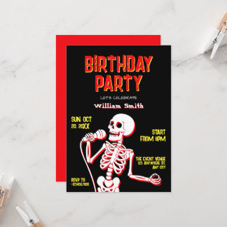 Invitation crâne de squelette anniversaire