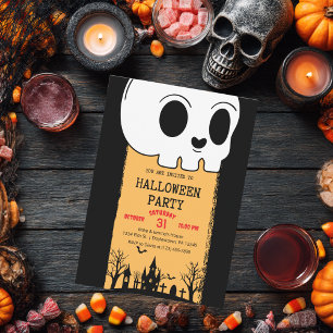 Invitation Crâne de squelette cimetière noir gothique Hallowe