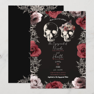 Invitation Crâne de squelette Mauve Rose Poussiéreux Alliance