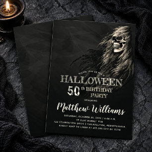 Invitation Crâne déplaisant Halloween 50e anniversaire Fête d