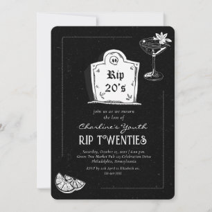 Invitation Crâne des années 20 de RIP Black 30th Birthday Par