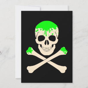 Invitation crâne d'Halloween slime squelette de crossbones