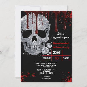 Invitation Crâne ensanglanté Fête d'Halloween pour adultes