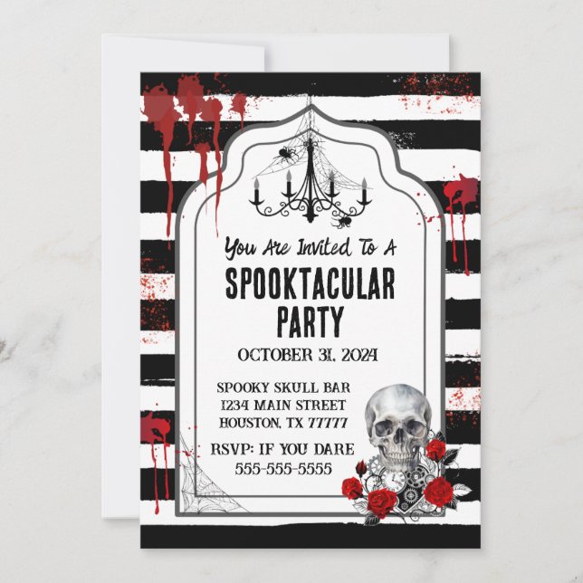 Invitation crâne et Rose (Devant)