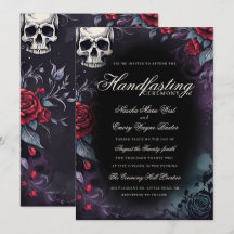 Crâne gothique et roses violet noir Handfasting