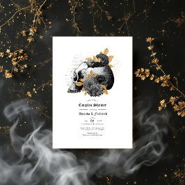 Invitation Crâne gothique vintage et douche aux couples flora