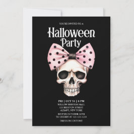 Invitation Crâne Points noirs Bow Rose Horreur Halloween Part