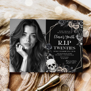 Invitation Crâne RIP Vingt-dix Floral 30e Anniversaire Photo