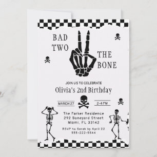 Invitation Crâne Squelette Mauvais jusqu'à l'Os 2e Anniversai
