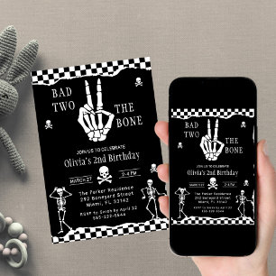 Invitation Crâne Squelette Mauvais jusqu'à l'Os 2ème Annivers