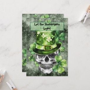 Invitation Crâne Vif avec Illustration de Chapeau Vert