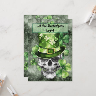 Invitation Crâne Vif avec Illustration de Chapeau Vert