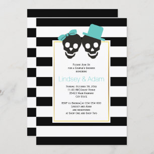 Invitation Crânes bleu Halloween mariages couples douche