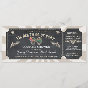 Invitation Crânes de sucre de la douche du couple de billet