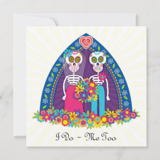 Invitation Crânes et fleurs à sucre personnalisées - Jaune no